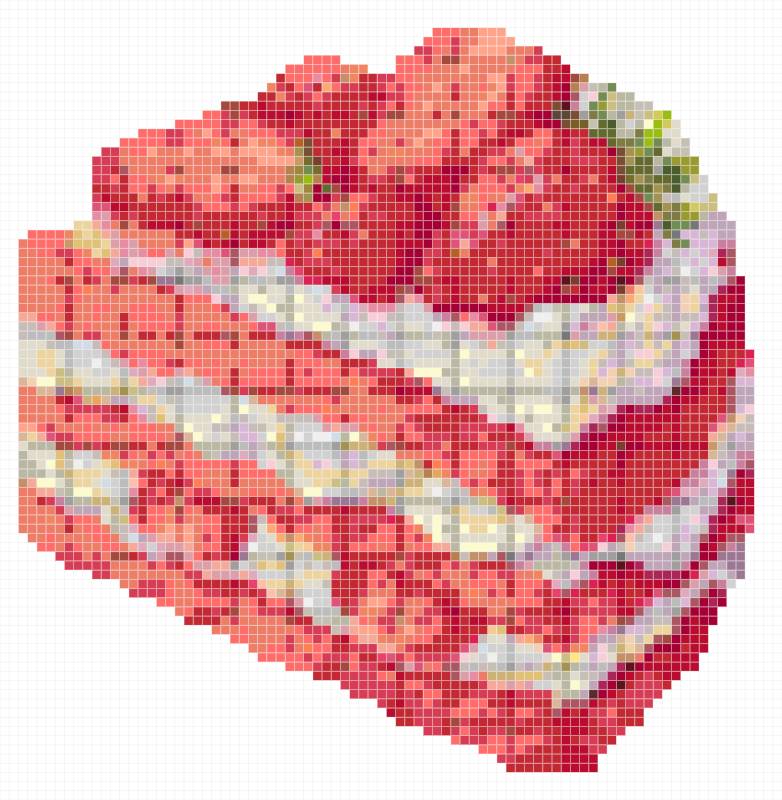 Symmetric Strawberry Sliced Cake Pixel Art Perler