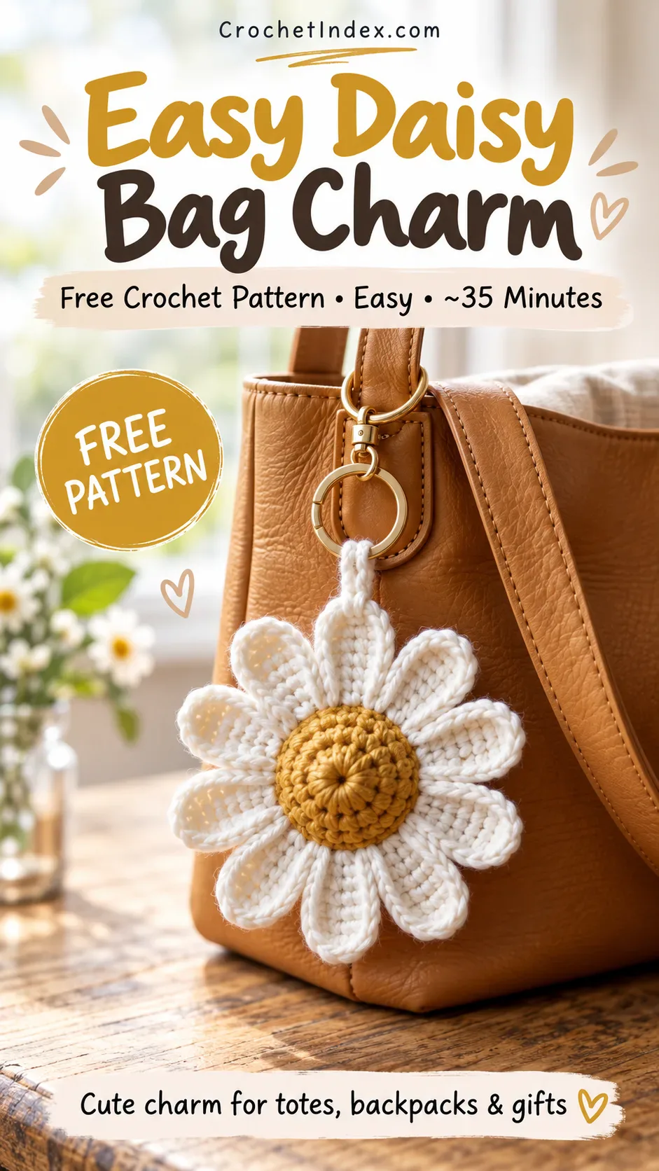 Daisy Bag Charm Pinterest pin