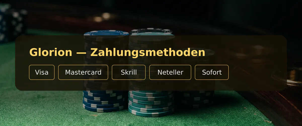 Glorion — Zahlungsmethoden: Visa, Mastercard, Skrill, Neteller, Sofort