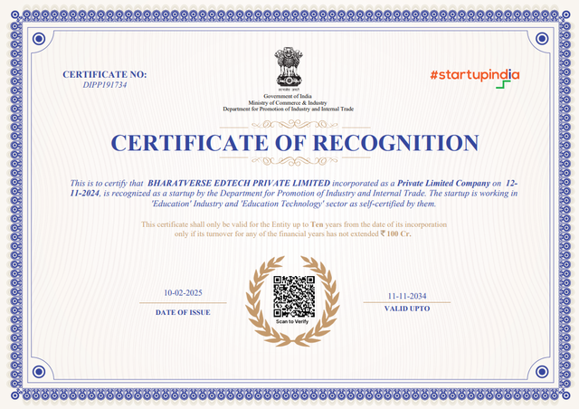 Government Certificate of Recognition