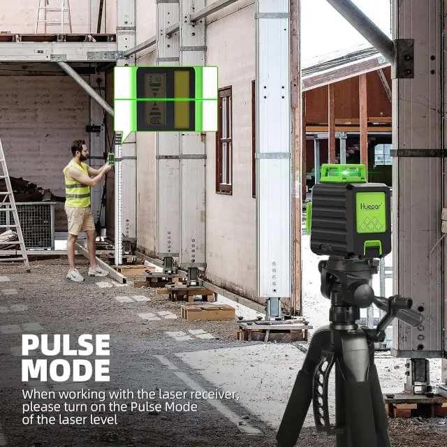 Huepar LR-5RG mounted on grade rod outdoor use