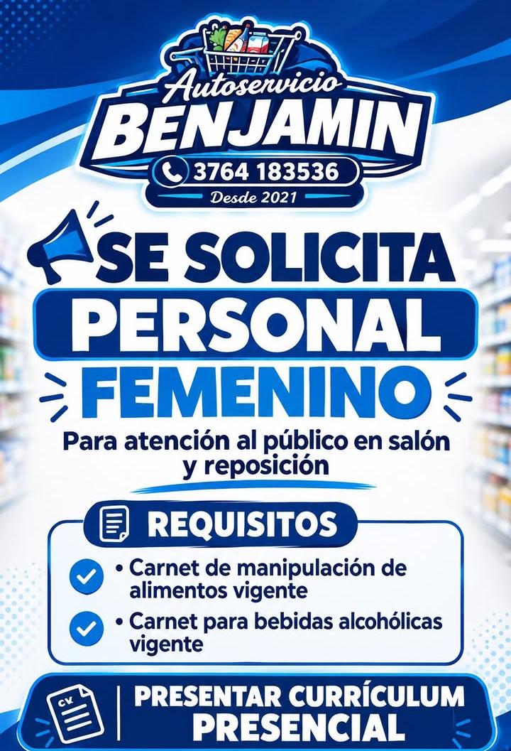 Se busca Atención al Público Posadas