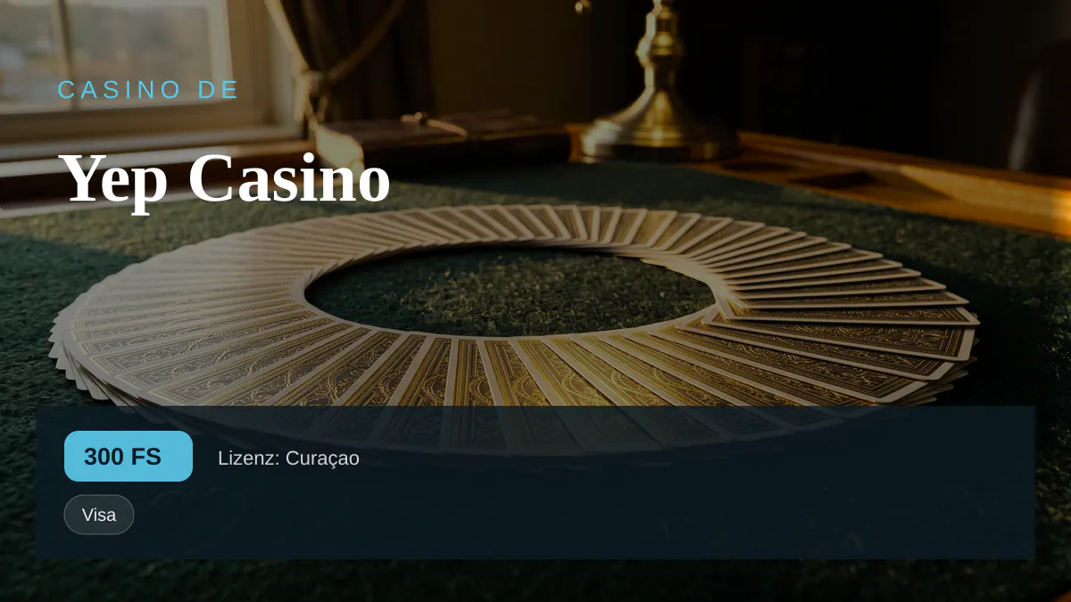 Yep Casino — Willkommensbonus 100 % bis 1.000 € + 300 FS, Zahlungen: Visa, Mastercard, Skrill, Neteller, Paysafecard
