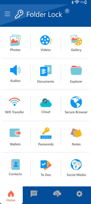 Folder Lock iPhone app screen for locking private chats and files