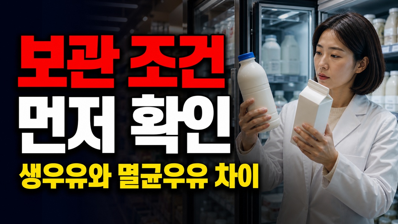 생우유와 멸균우유 차이, 맛보다 먼저 봐야 할 보관 조건 관련 핵심 정보를 상징적으로 보여주는 썸네일 이미지