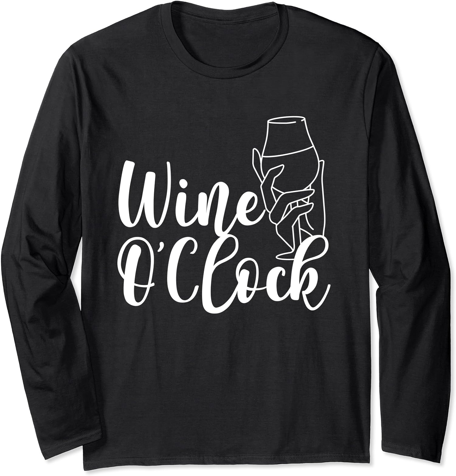 Funny Wine O’Clock Red White Wine Glass Gift Long Sleeve T-Shirt