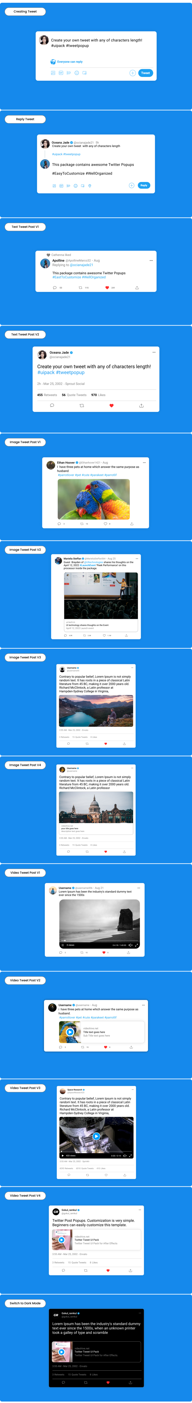 Twitter Tweet UI Pack Catalogue