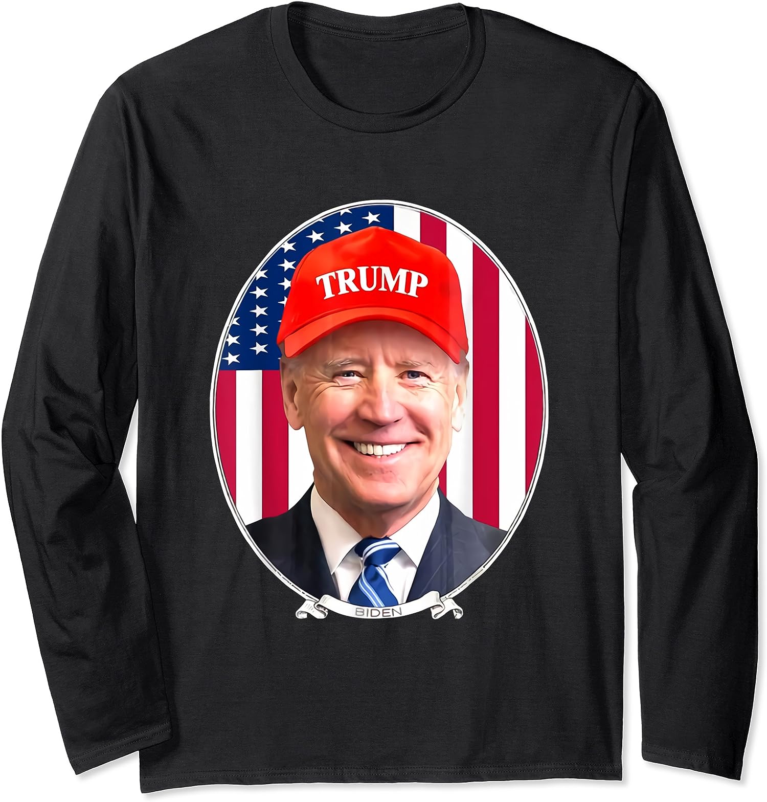 Funny Joe Biden Wearing Hat Trump Anti Biden Gift Long Sleeve T-Shirt