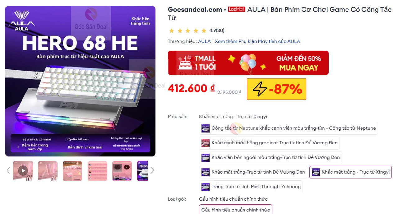AULA | Bàn Phím Cơ Chơi Game Có Công Tắc Từ