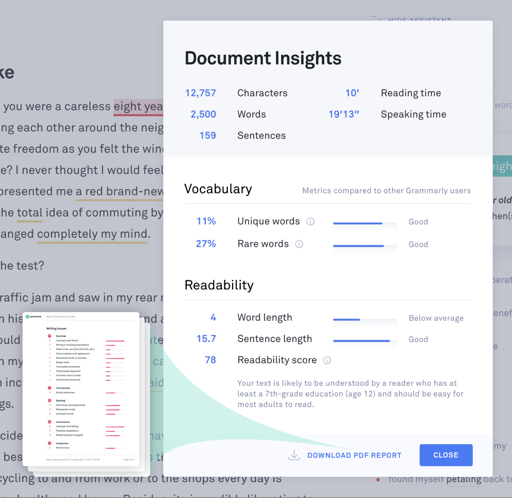 grammarly — interface
