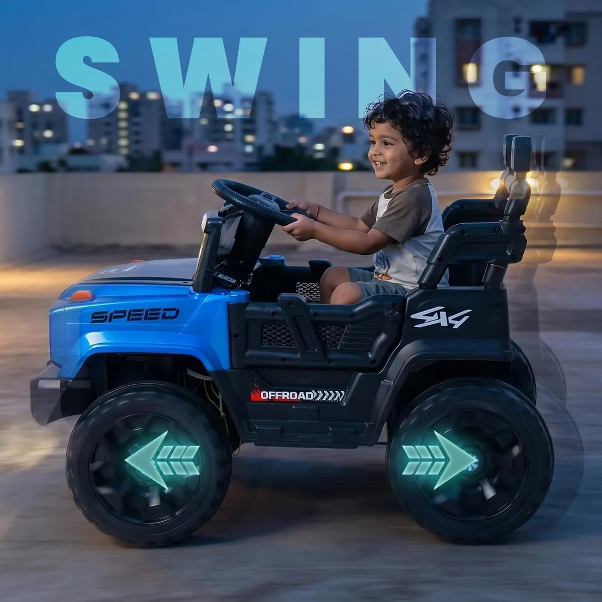 1-6 years 80 T  Battery Operated Jeep for Kids | Ride on Toy Electric Car with 4x4 Motors, Swing Mode, Led Lights & Music | Rechargeable Electric... photo 3