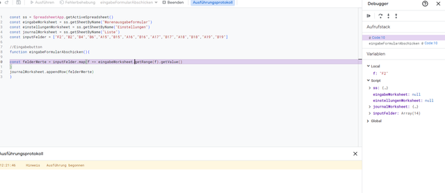 Debugger-Fehlerbehebung