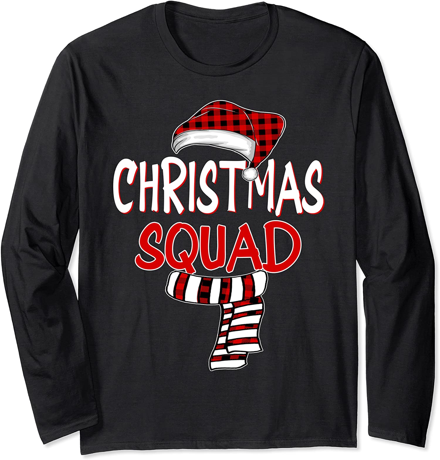 Funny Christmas Santa Claus Red Plaid Christmas Squad Long Sleeve T-Shirt