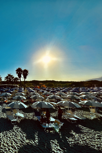 Spiaggia e ombrelloni al Bora Bora Beach Club