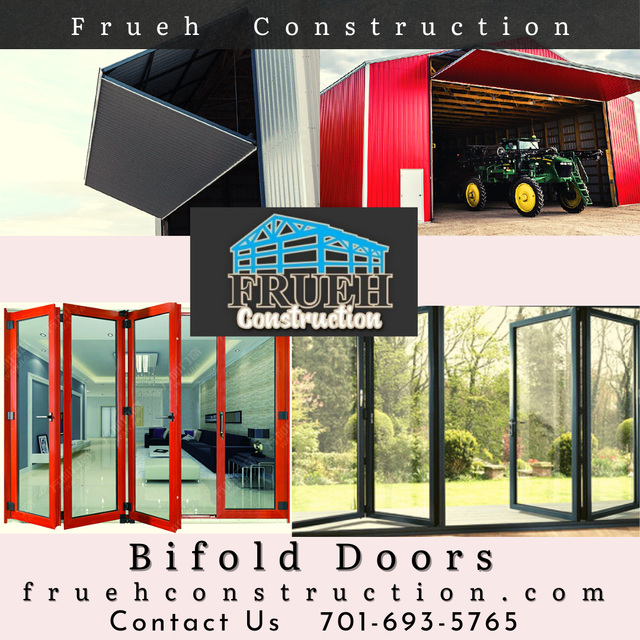 Frueh Construction finishes off its pole barns, sheds, aviation hangars, and other projects with top-quality bifold doors in Minot, ND and surrounding areas.