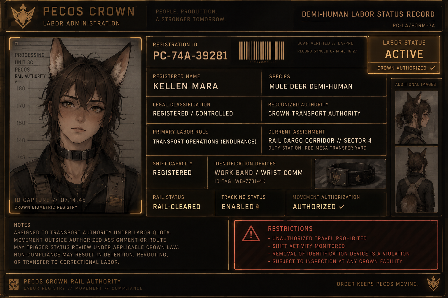 Pecos Crown demi-human labor status record