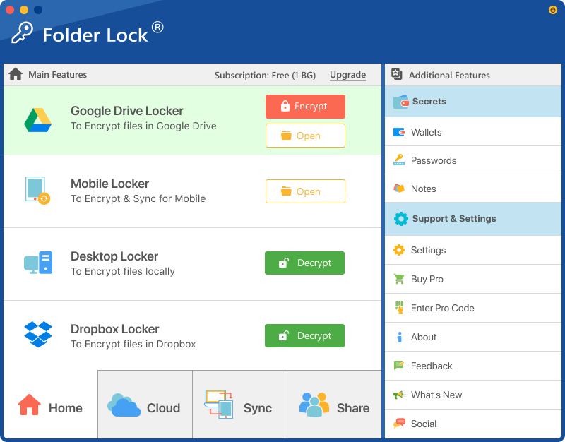 Folder Lock iOS vault interface for secure private browsing and downloads