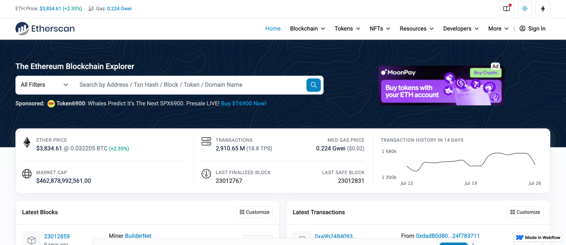 Screenshot of etherscann.webflow.io