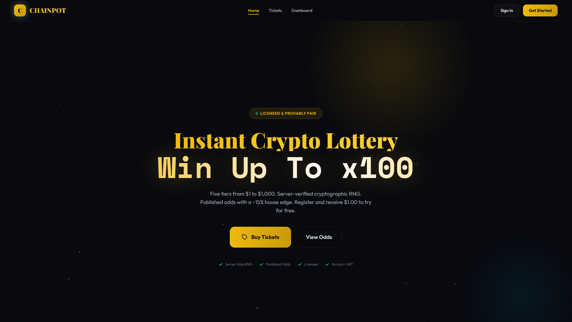 Screenshot of lotterycryptos.com