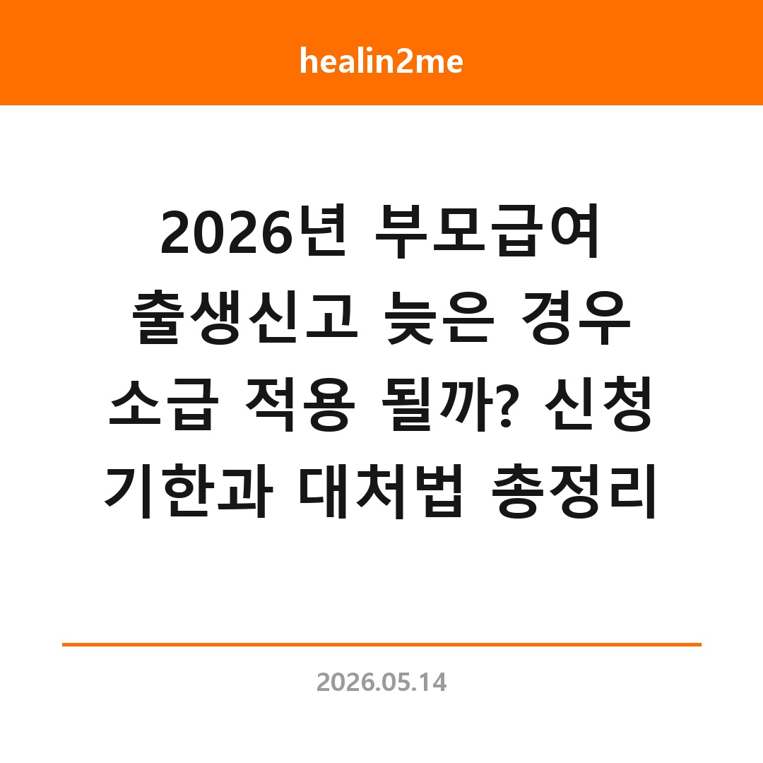 2026년 부모급여 출생신고 늦은 경우 소급 적용 될까? 신청 기한과 대처법 총정리