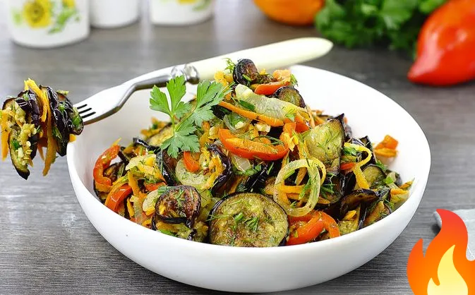 Постер Маринованная закуска из баклажанов с овощами