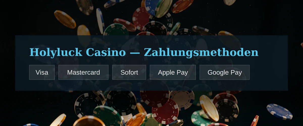 Holyluck Casino — Zahlungsmethoden: Visa, Mastercard, Sofort, Apple Pay, Google Pay
