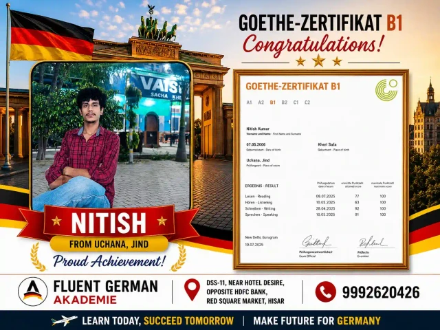 Nitish, Fluent German Academy student