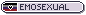 A small pixel icon labeled 'emosexual' with the emosexual pride flag - black, grey, red, and purple stripes with a black heart icon in its center.