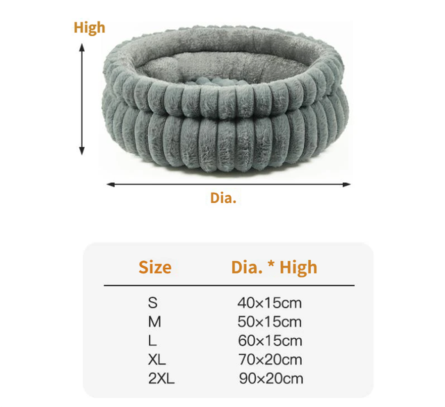 Coffee Plush Round Pet Bed with Gap Entry & Removable Cushion S Size - Thickened Warm Anti Slip Cats and Dogs Donut Nest for All Seasons, Cozy and Soft Sleeping Bed for Home Use, XL Size 70*70*20CM