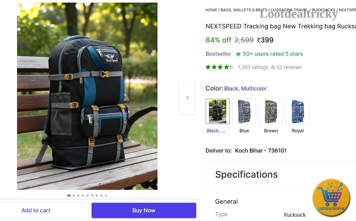 90 L Trekking – Just ₹399 | Loot Lo