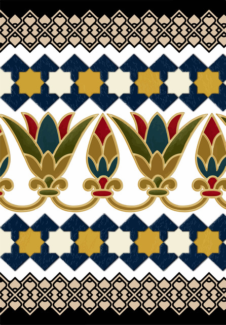 Egyptian Lotus Flower Pattern Geometric Textile Border.jpg