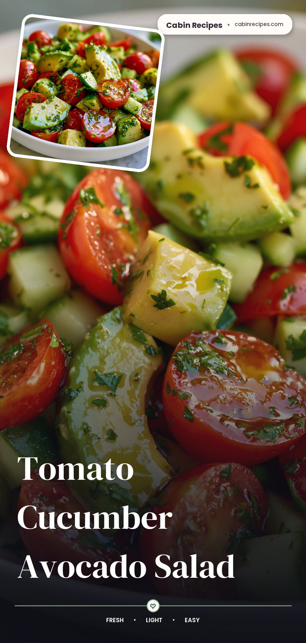 Pinterest graphic for Tomato Cucumber Avocado Salad