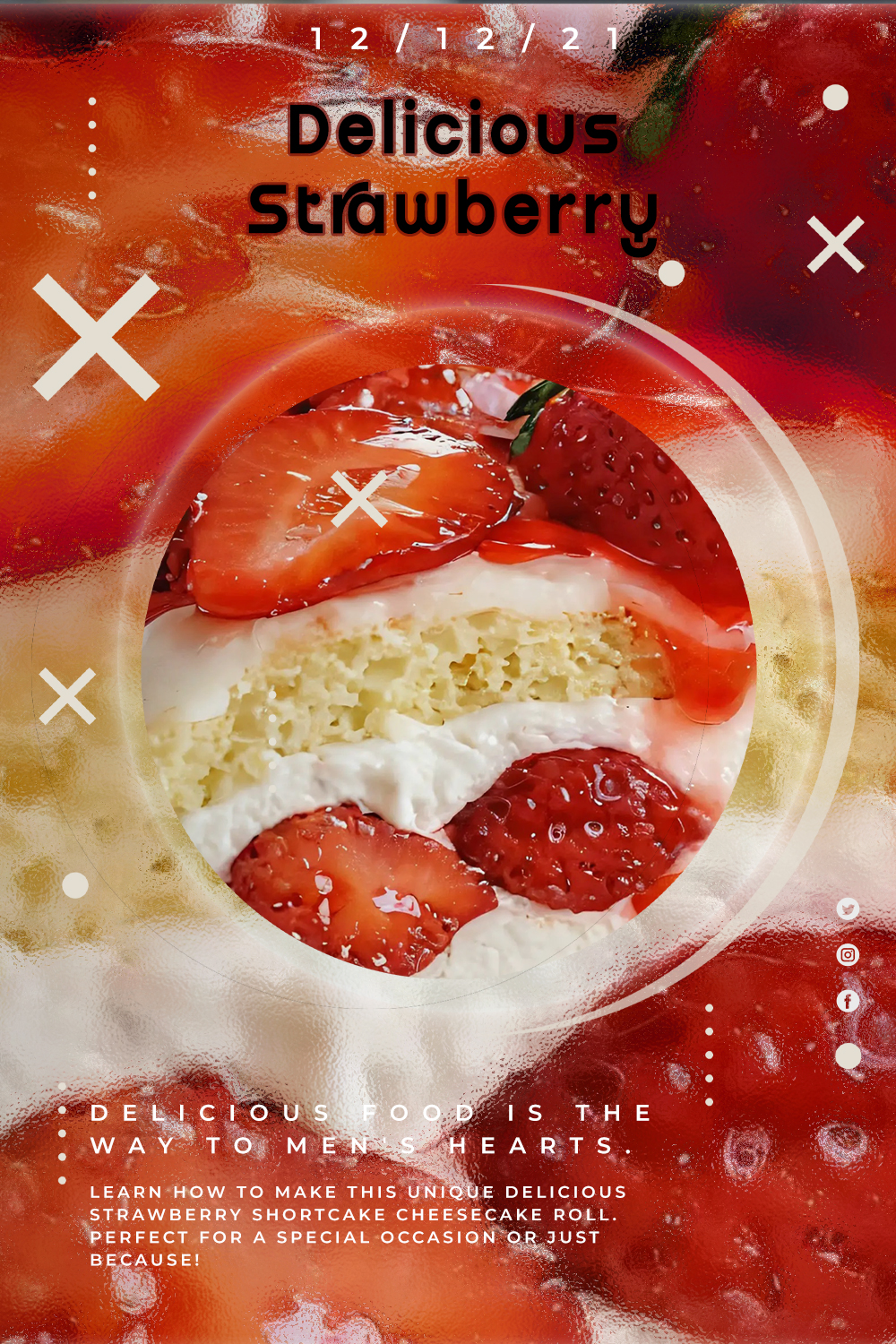 Delicious Strawberry Shortcake Cheesecake Roll