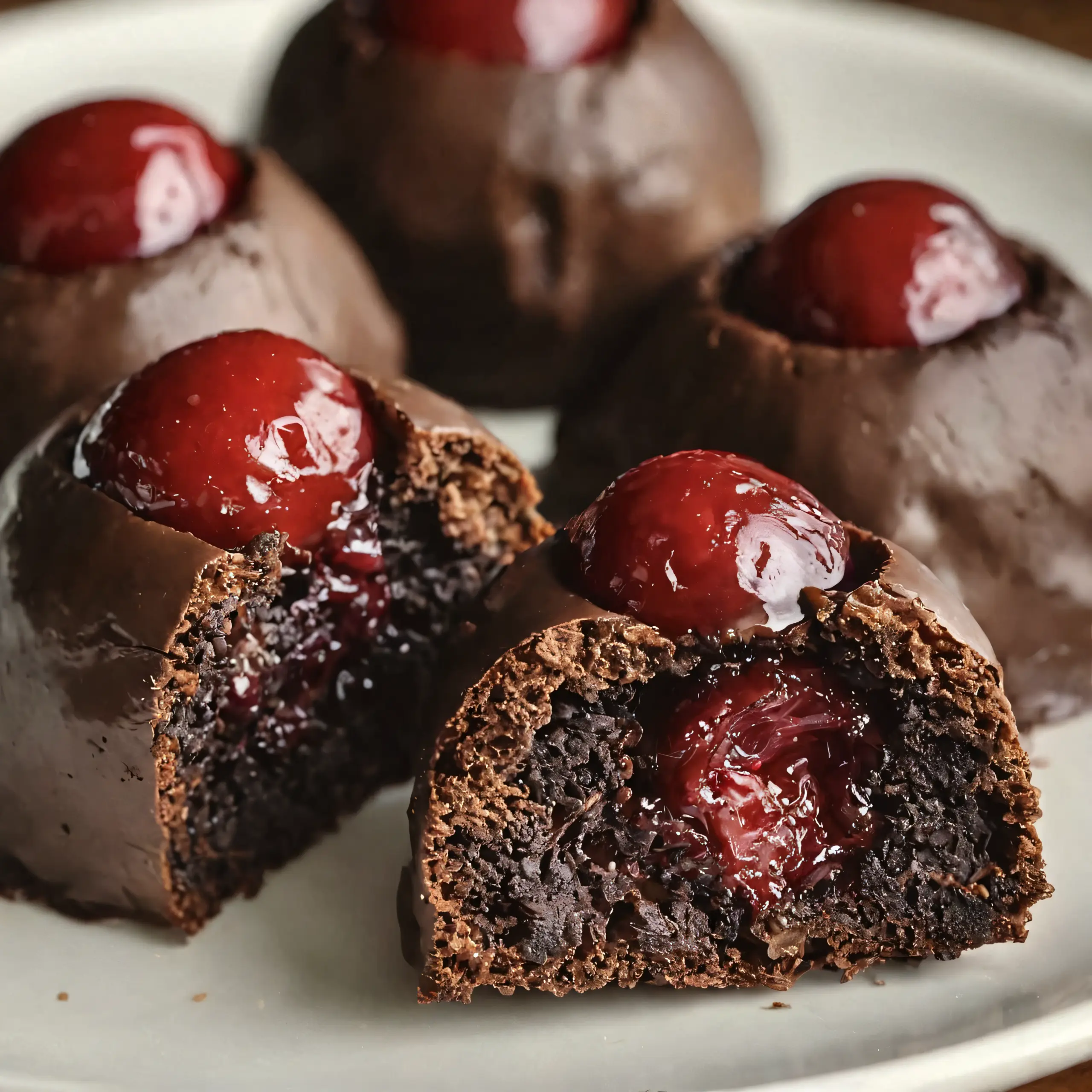 Rich Chocolate Covered Cherry Brownie Bombs