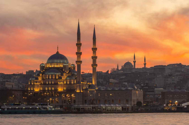 Istanbul skyline at sunset, Turkey
