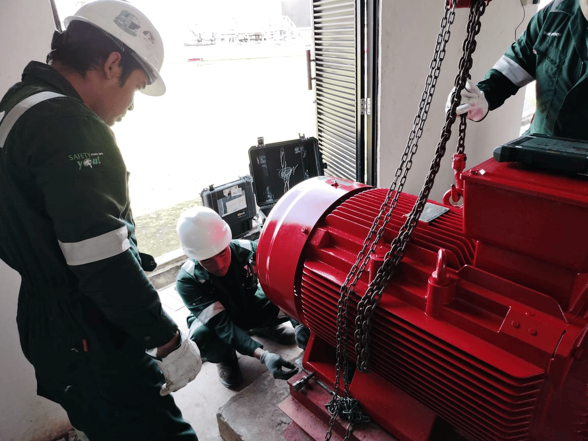 Final load testing of repaired motor before delivery back to client