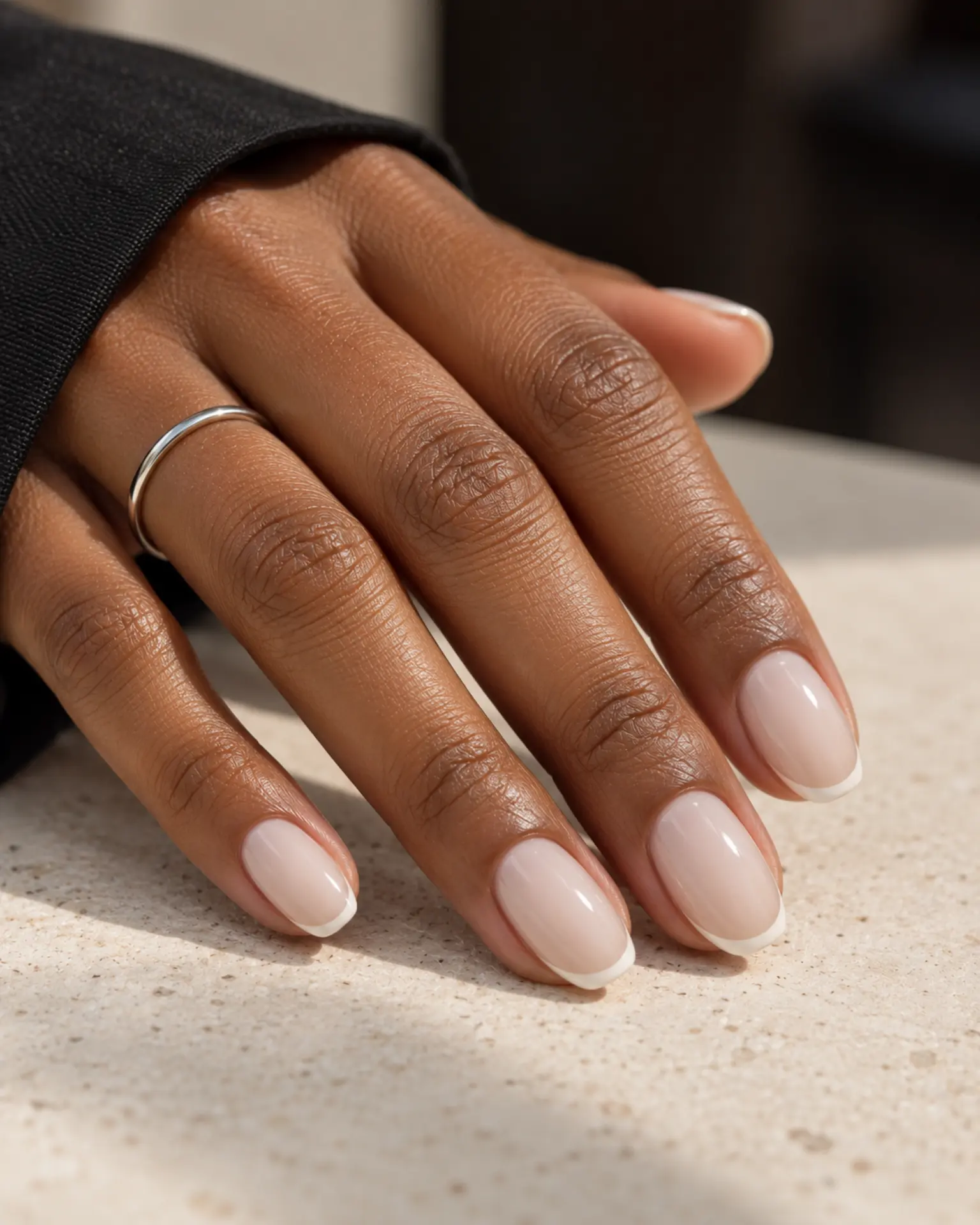 Ivory Micro French manicure inspiration for white nail ideas