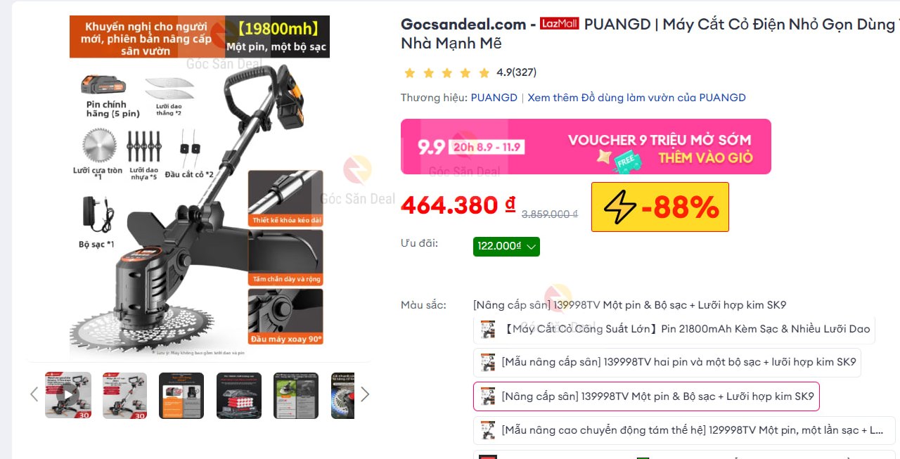 PUANGD | Máy Cắt Cỏ Điện Nhỏ Gọn Dùng Tại Nhà Mạnh Mẽ