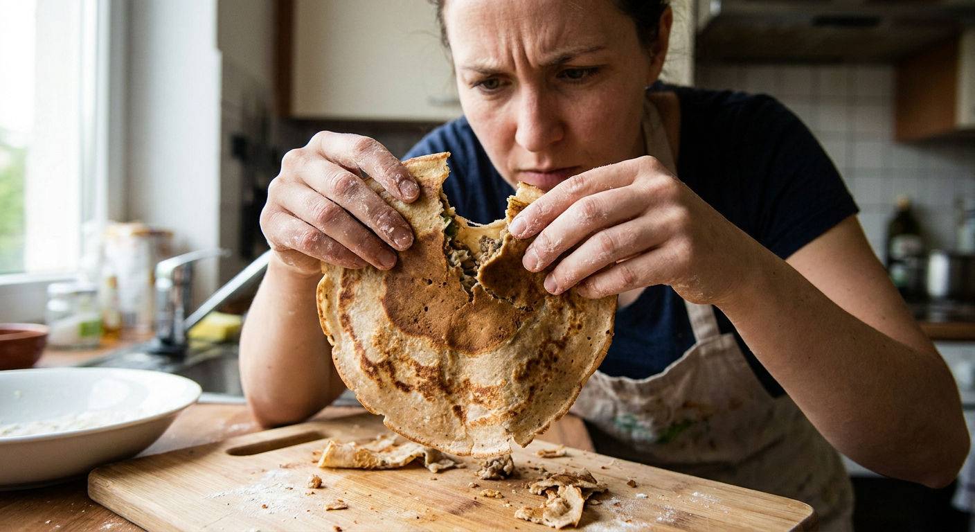 Pekajace ciasto na krokiety frustracja w kuchni.