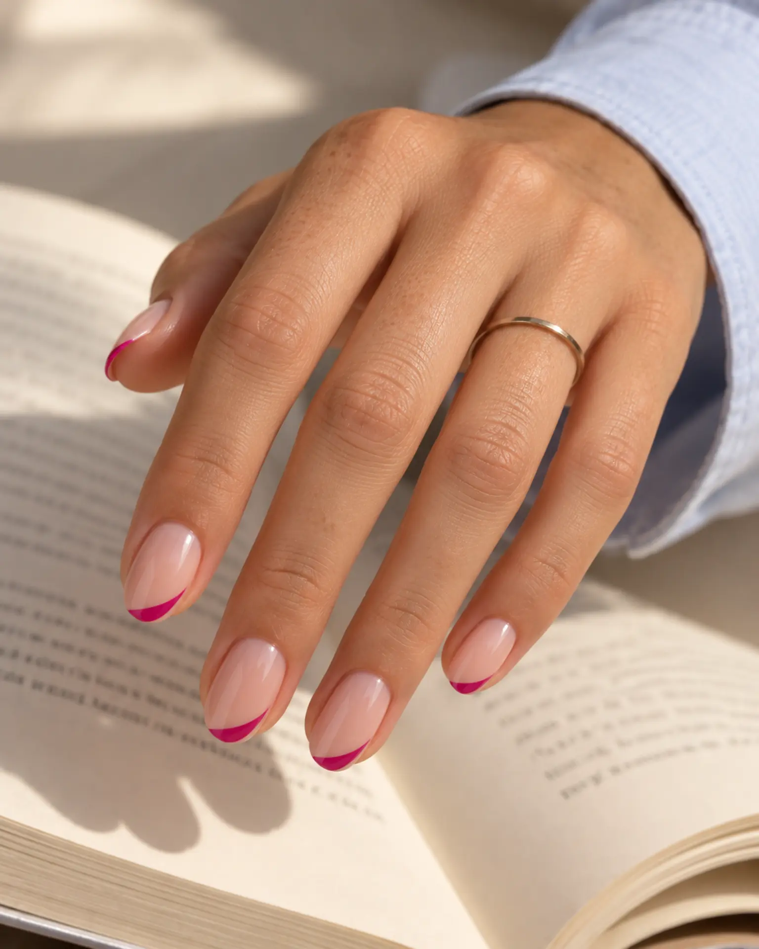 Fuchsia Micro Accent manicure inspiration for birthday nail ideas