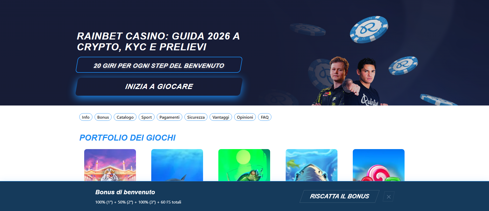 Forensic screenshot of rainbet-casino.co.it showing the phishing page layout