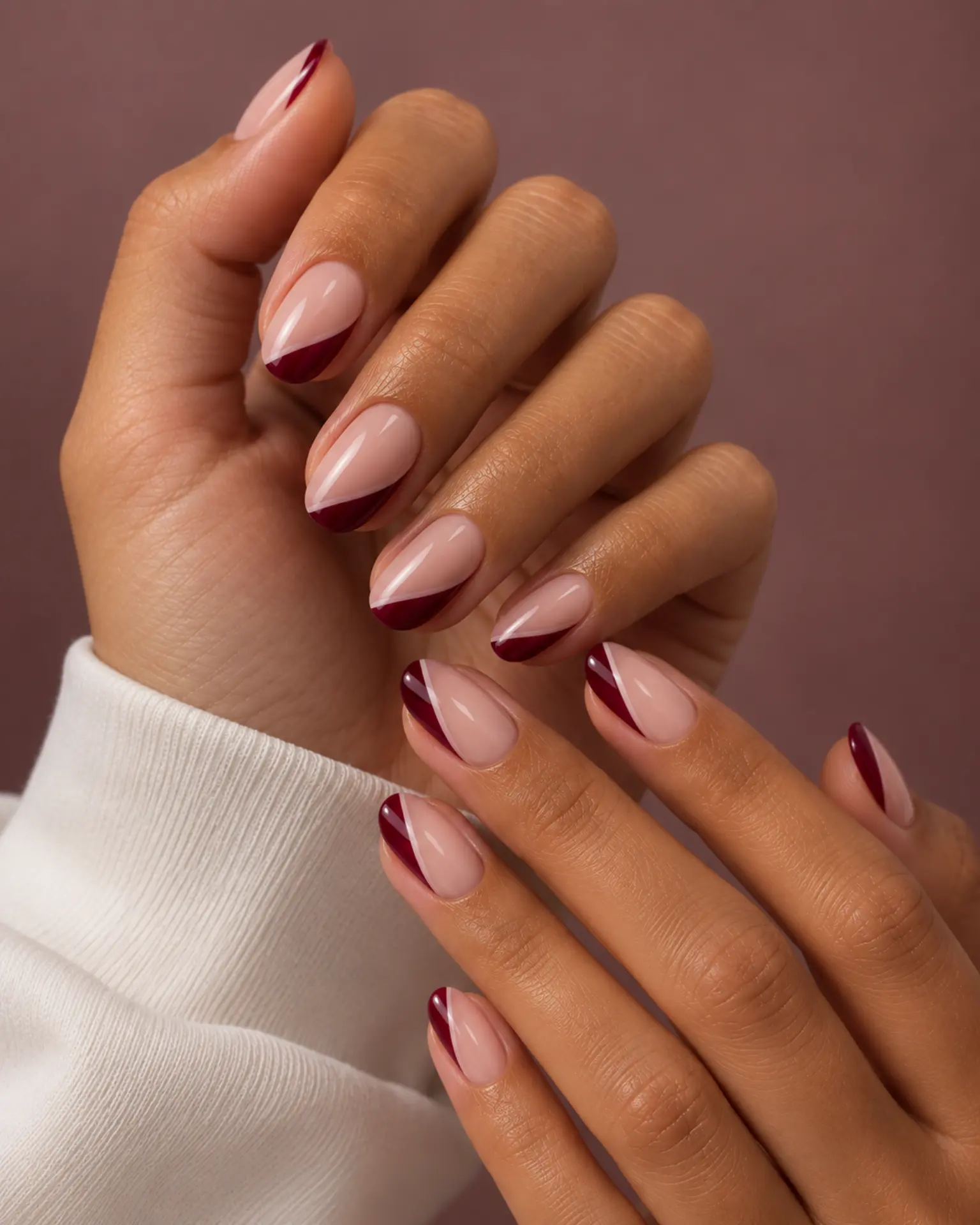 Winter Side-French Sweep manicure inspiration for winter nail ideas