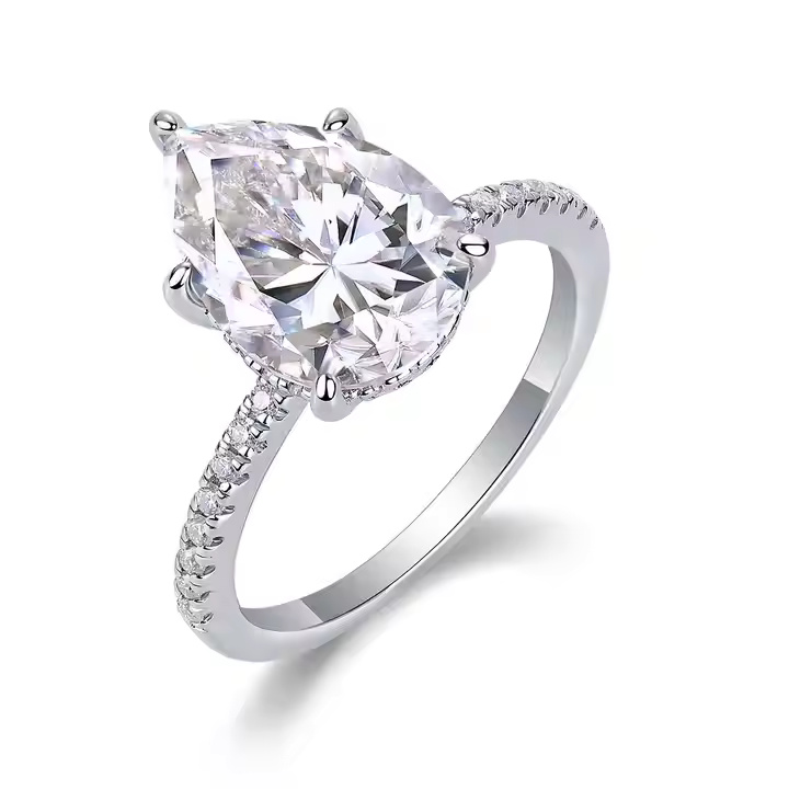 Pear Solitaire Pavé Ring