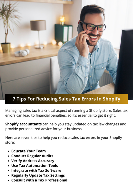 Reducing sales tax errors in your Shopify store requires a combination of understanding tax laws, utilizing automation tools, maintaining accurate records, and seeking professional advice. Remember, sales tax management is an ongoing process that requires regular attention and adjustments as your business evolves and tax laws change. To know more visit here https://www.esenshi.com/shopify-accounting