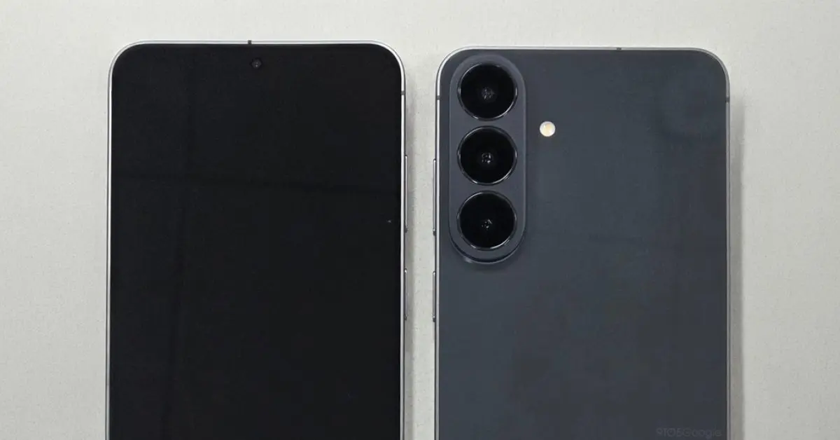 Samsung Galaxy S26 FE spotted in leaked images, showing a tweaked camera bump and familiar design