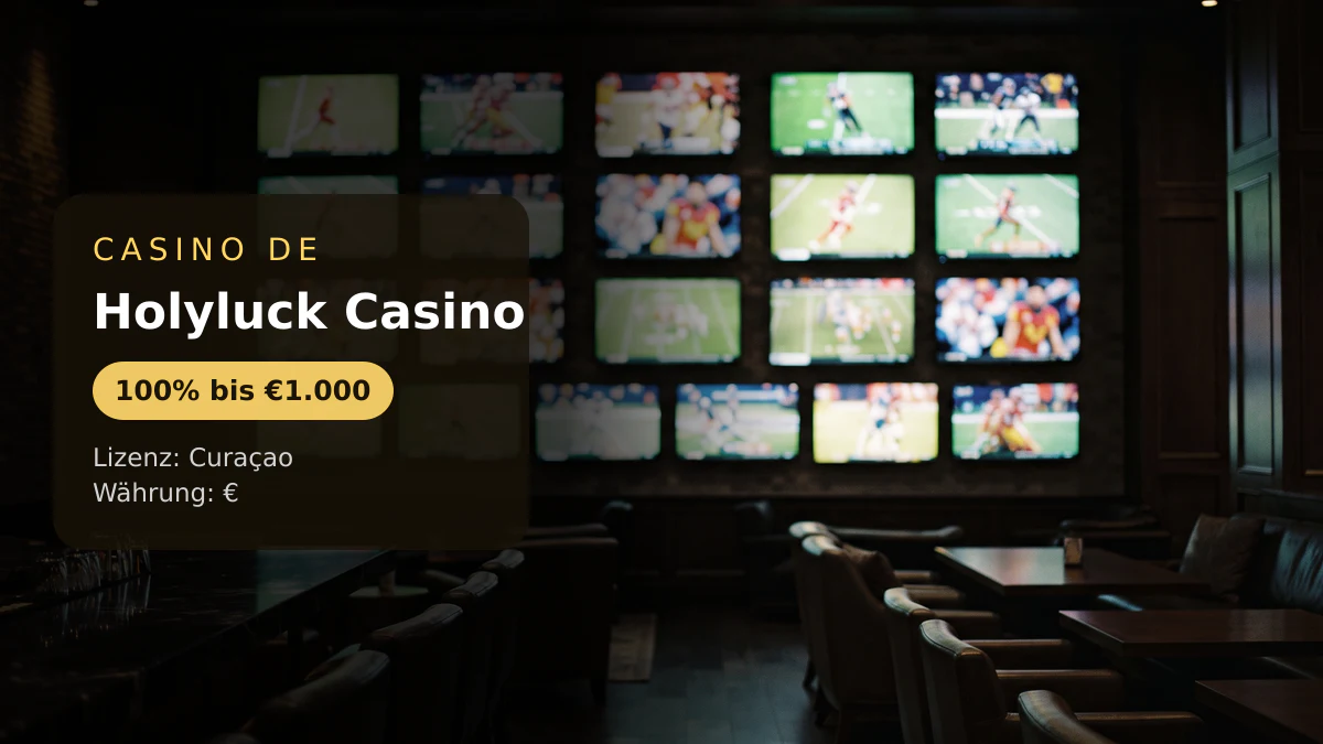 Holyluck Casino — Willkommensbonus 100% bis €1.000 + 300 FS, Zahlungen: Visa, Mastercard, Sofort, Apple Pay, Google Pay