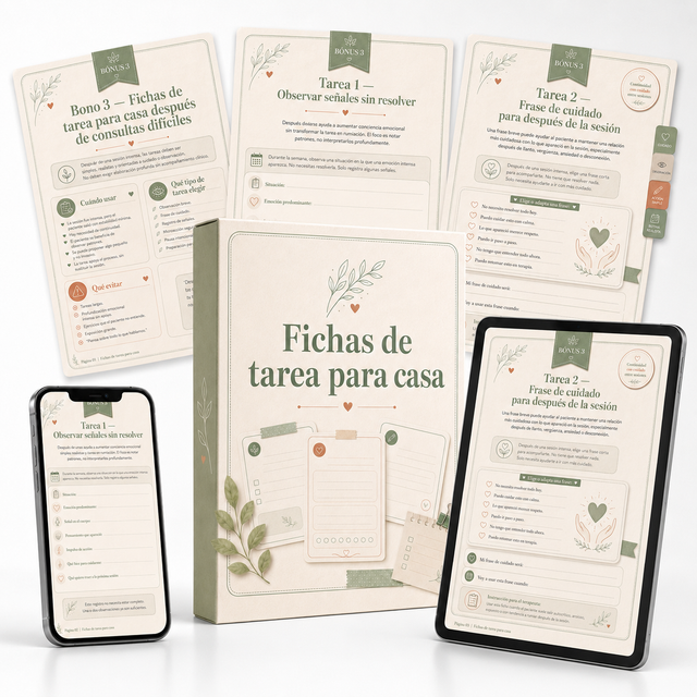Mockup del bono Fichas de tarea para casa
