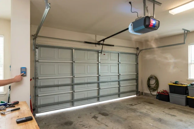 You press the remote button. Next, your garage door won't