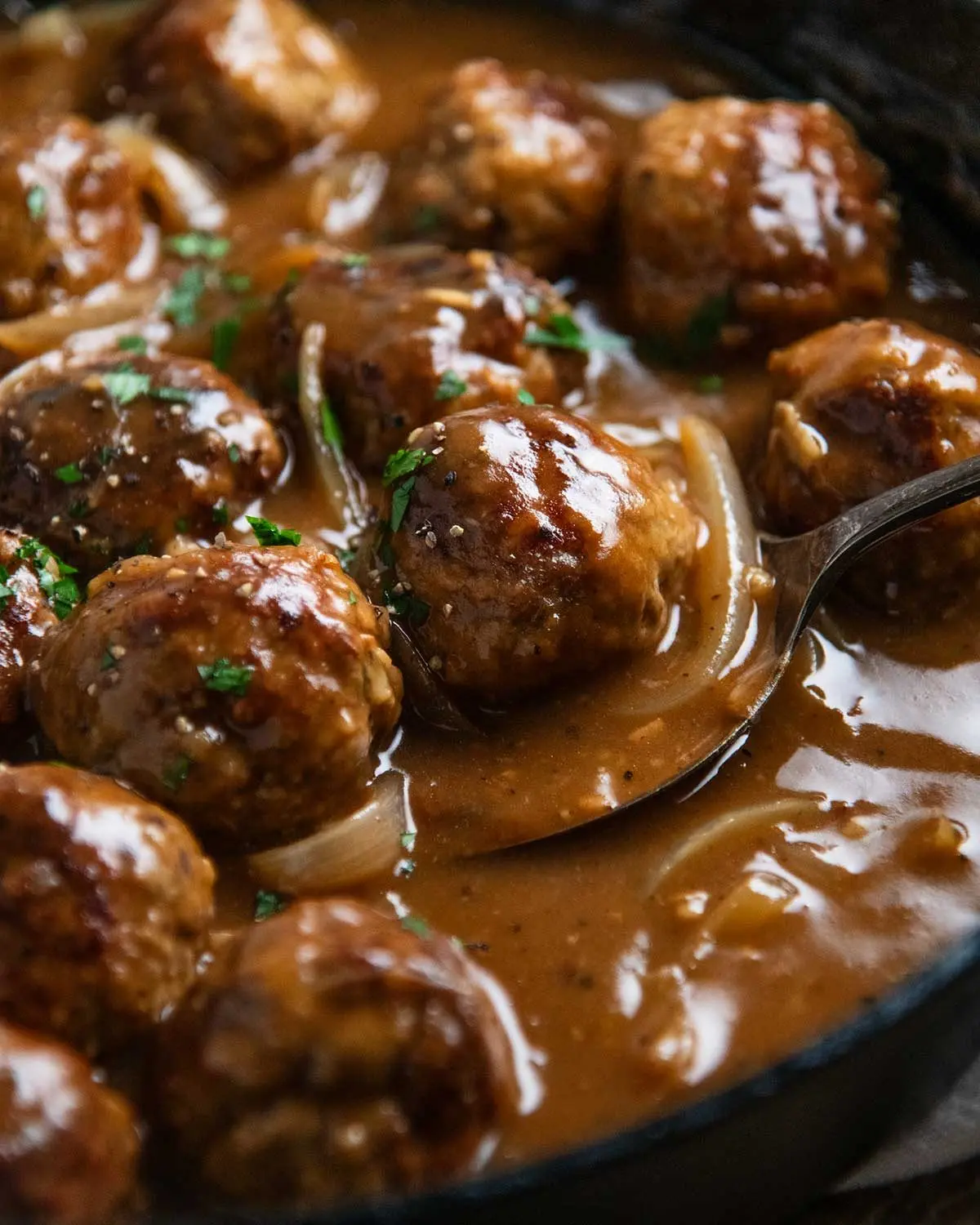 Country Pork Meatballs with Onion Gravy Recipe Revealed