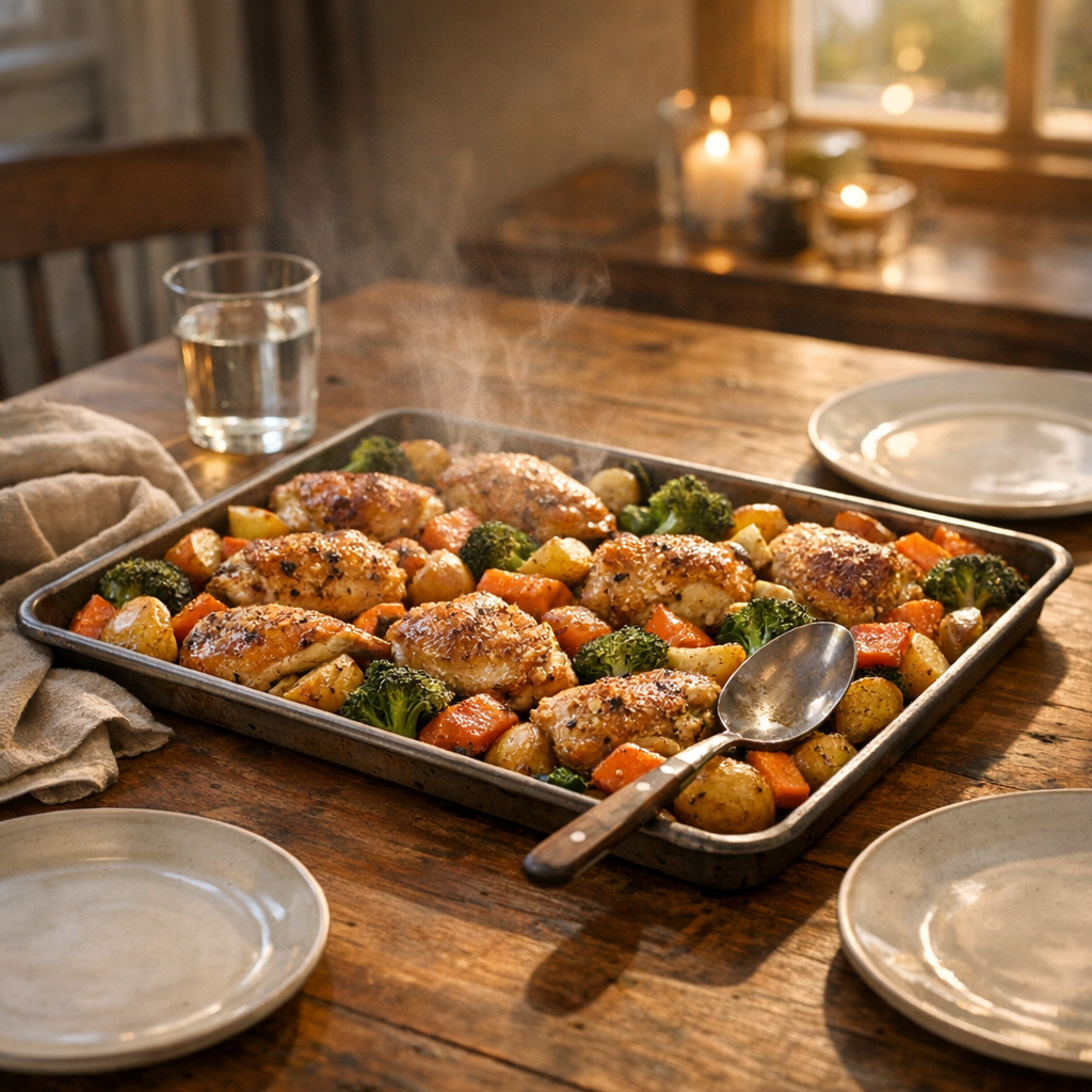 Easy Oven Chicken Dinner (One Pan, Juicy & Crispy) finished dish